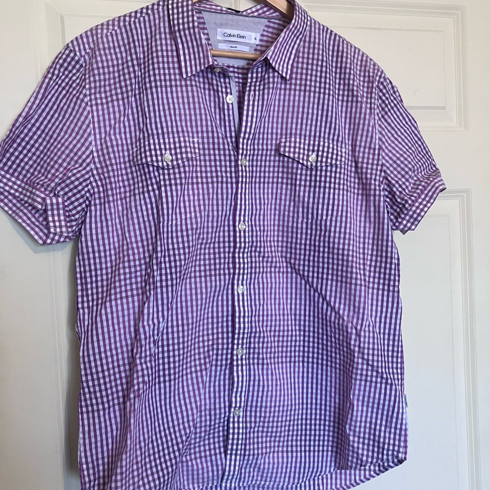Calvin Klein Men's Purple Checkered Shirt